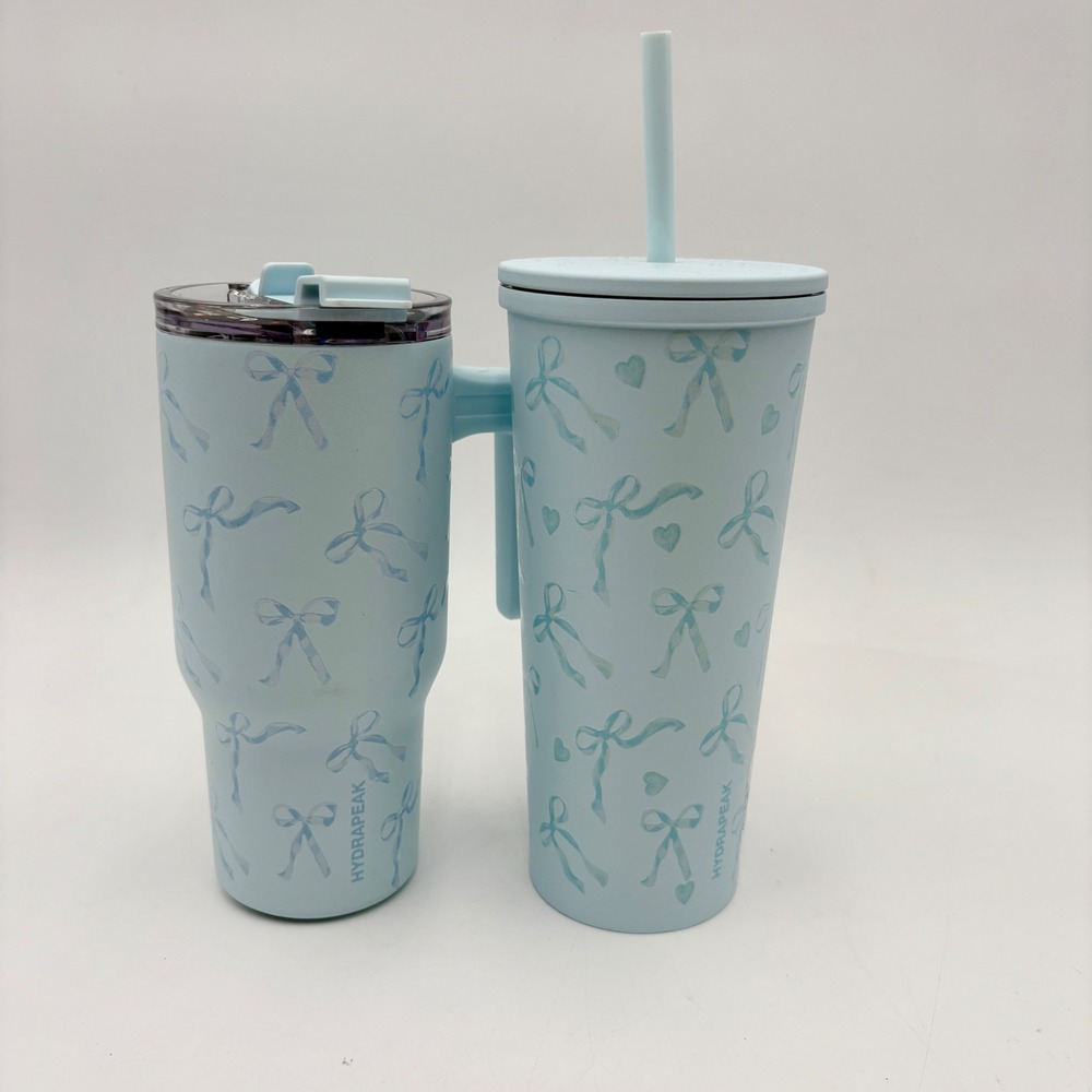 Hydrapeak Artisan Collection Powder Blue Bow Heart Tumblers 25oz Double Wall